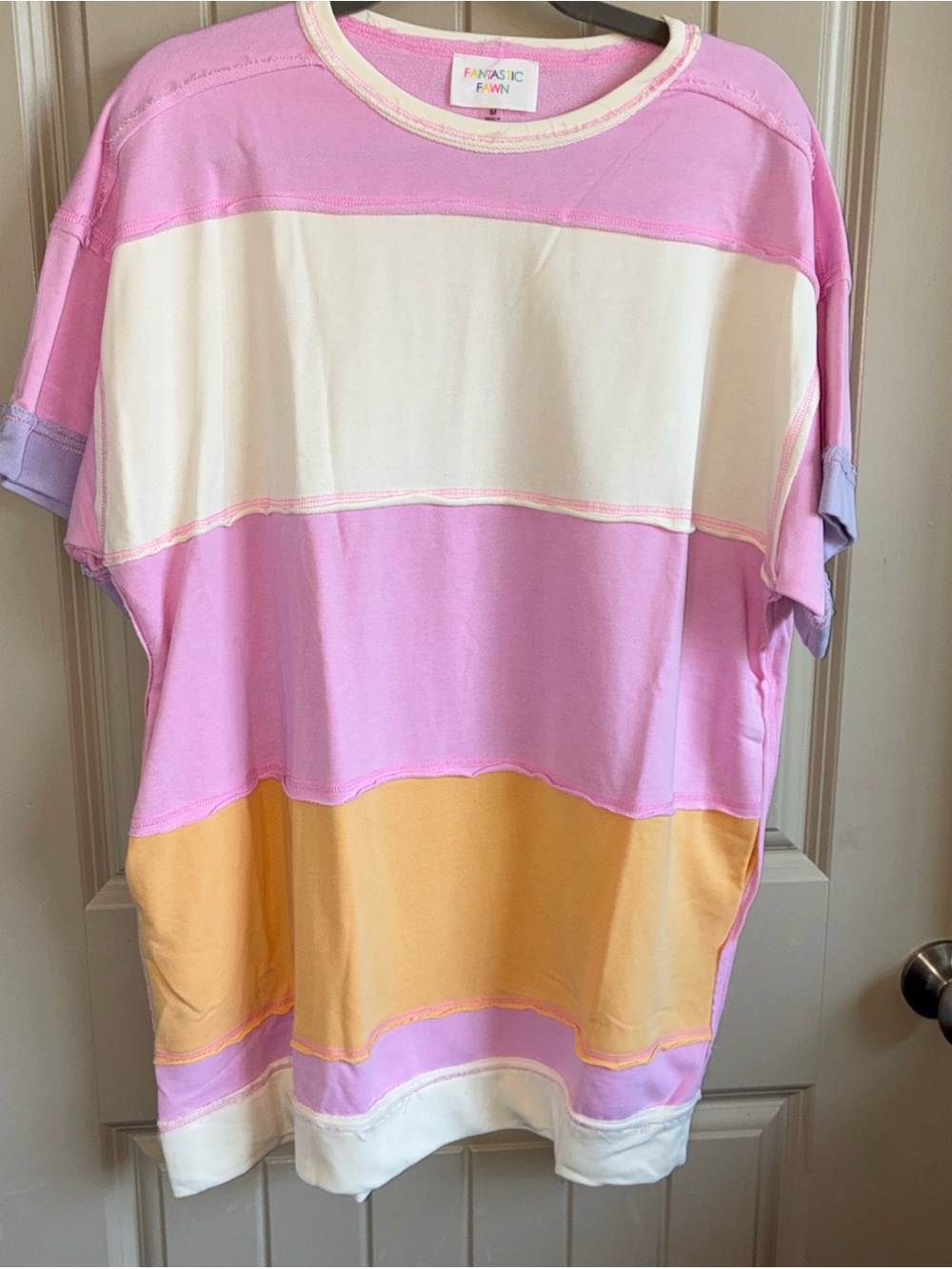 Fantastic Fawn Pastel Pink & Cream Colorblock Tee